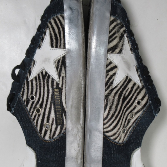 Golden Goose Limited Edition Super-Star Sneakers In Denim Zebra-Print 10 US - Picture 8 of 12